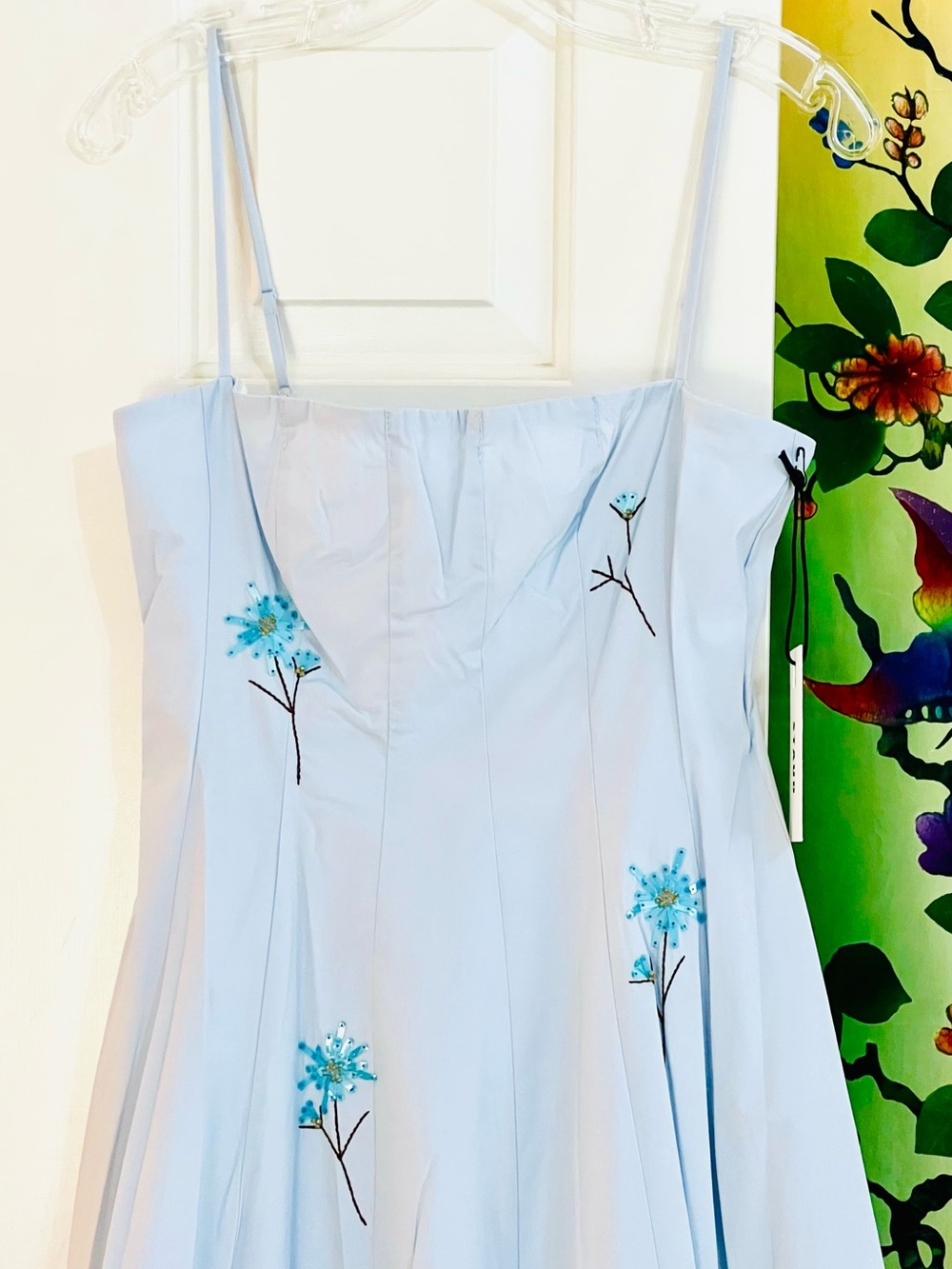 NWT Staud Wylie Embroidered Midi Dress Dandelion Sky 🌟Rare Find🌟 - Picture 10 of 16